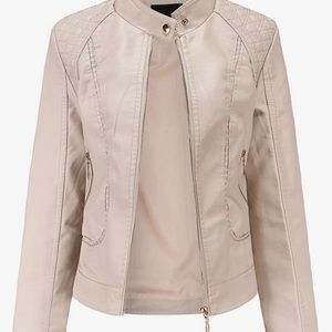 Women's Trendy Faux Leather Jacket Moto Short Jacket Fashion PU Jacket Coat